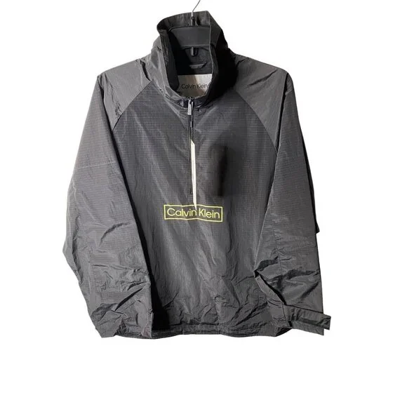 Calvin Klein Mens $148 Relaxed Fit Box Logo Popover Jacket Size L Black - Picture 3 of 11